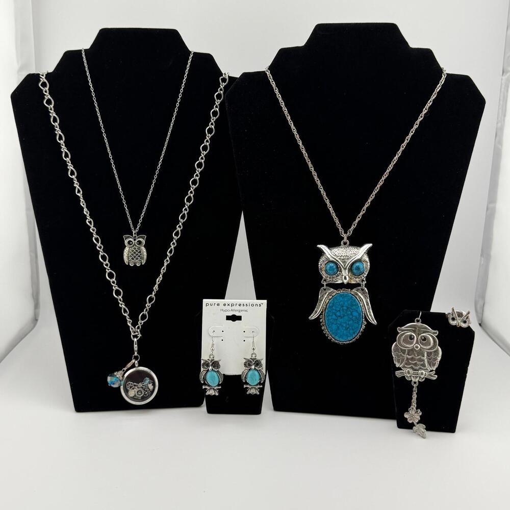 Origami Owl Necklace & Jewelry Lot with Faux Turquoise & Owl Jewelry Lot